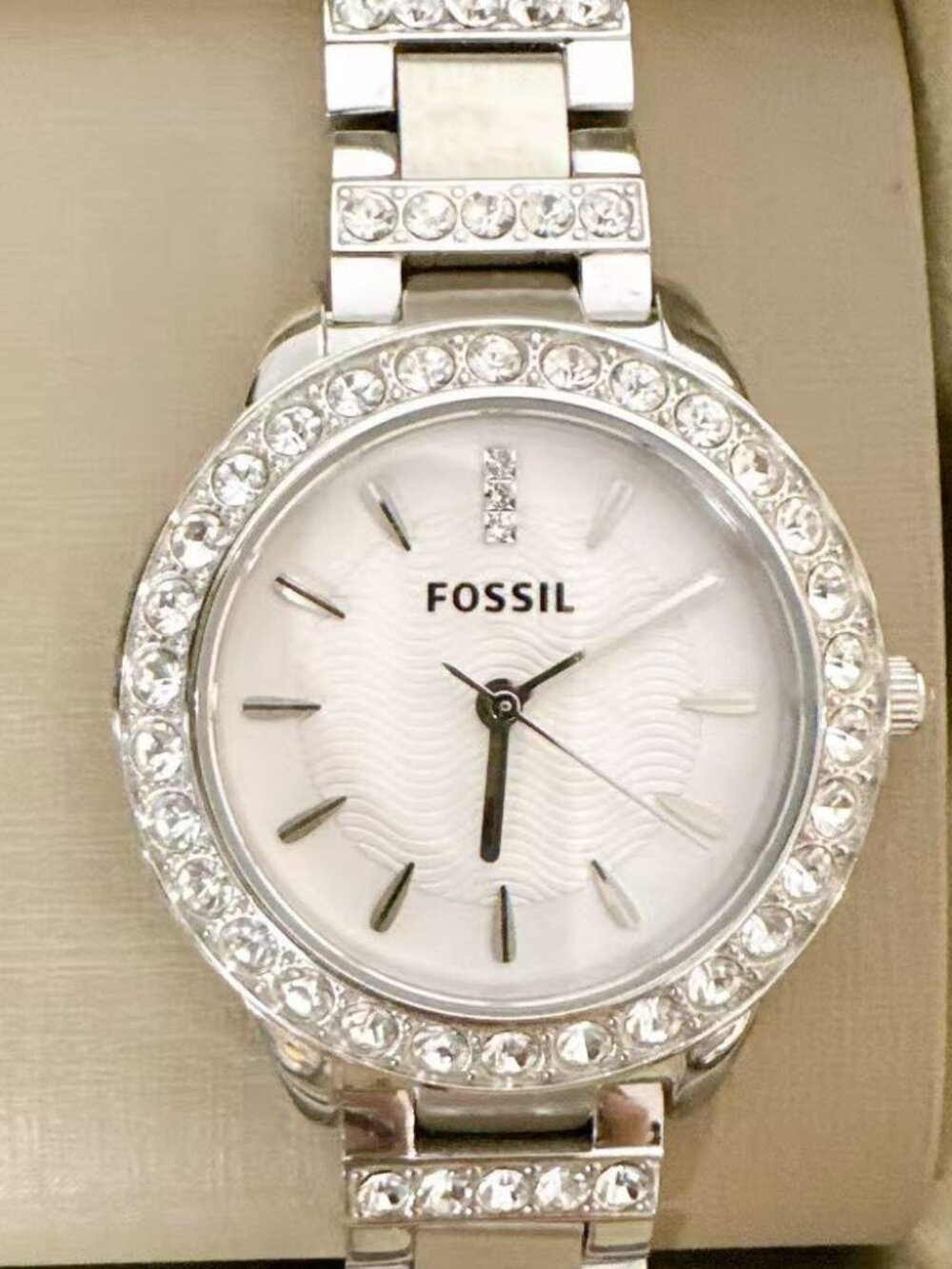Fossil ES2362 Jesse Women's Silver Crystal Bezel Stainless Steel Watch